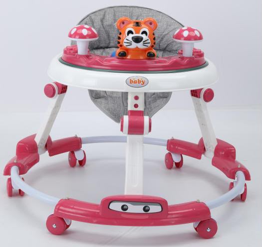 Play Nation Premium Multi-Function 2 Adjustable Height Baby Walker with Toy Bar & Music|360° Swivel Wheels, Detachable Play Tray & Foldable Safe Activity Walker for Kids (Red, Without Parent Handle)