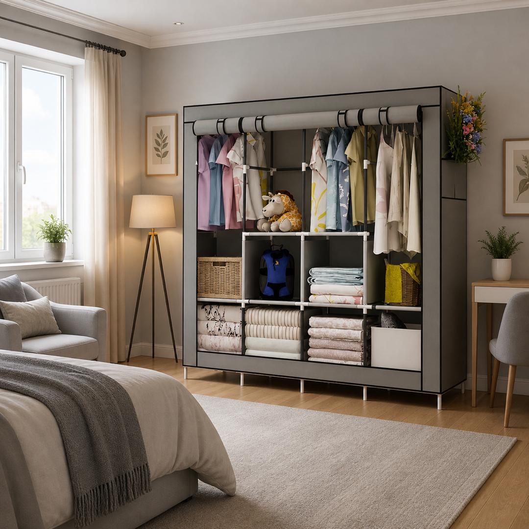 UDEAR Portable Closet Large Wardrobe Closet Clothes Organizer with 8 Storage Shelves