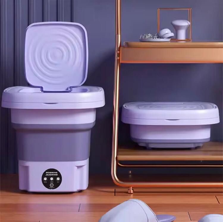 MOCOFO 8L Folding Washing Machine - Mini Portable Washer for Camping, RV, Travel - Ideal for Underwear, Bra, Socks - Large Capacity, Home Use（purple）