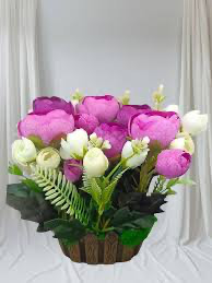 Artificial Peony Rose Flower Pot for Home Decoration