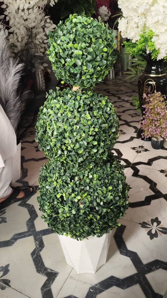 Lvydec 2 Pack Artificial Boxwood Topiary Tree, 3ft Topiary Ball Tree Potted Plants Decoration for Front Door Porch Home Living Room, Indoor/Outdoor Use