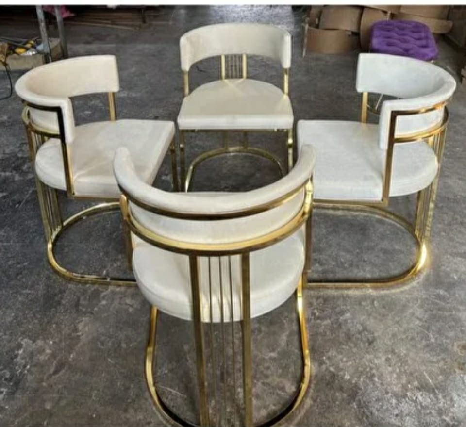Set of 6 Modern Upholstered Dining Chairs with Gold Metal Legs Open Back Design Leather Kitchen Chairs Stylish Dining Room Furniture Comfortable Seating