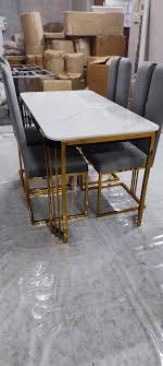 White marble top Dining Table with Chairs