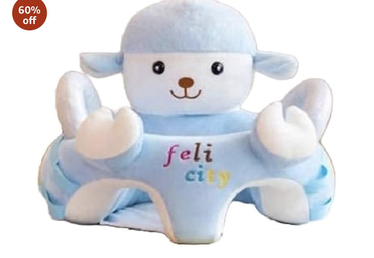 HELLO BABY Kids Support Sofa Seat Animal Shape Plush Toy Rocking Chair/Sofa for Kids Chair for Babies & Toddlers (6–18 Months, Blue)